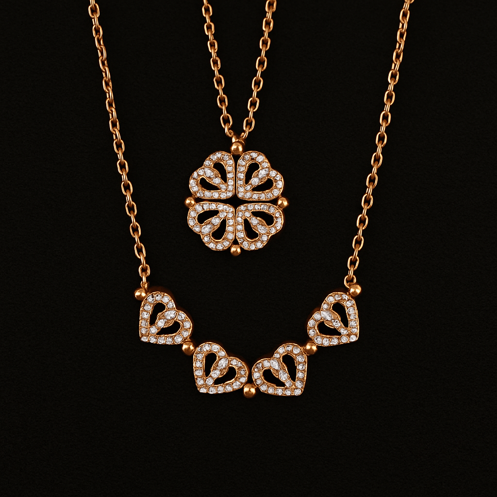Clover Heart Necklace Gift Set