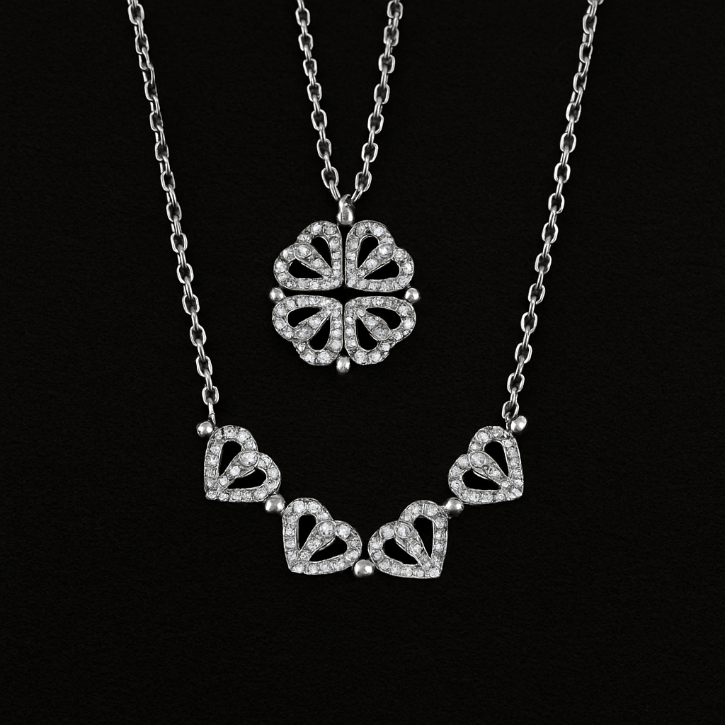 Clover Heart Necklace Gift Set