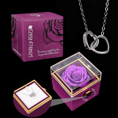 Eternal Rose Box With Engraved Necklace